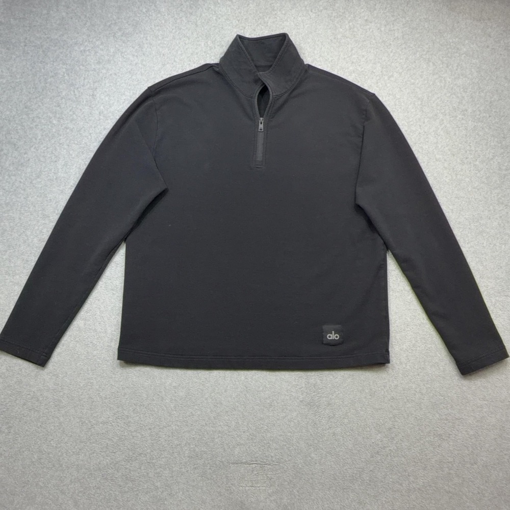 Alo Sweatshirt Women XXL Black 1/4 Zip Pullover Mock Neck Yoga Athletic